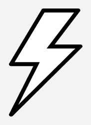 Simple black lightning bolt on a white background.